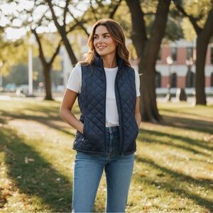 J.Jill Down Puffy Vest in Navy Size XL